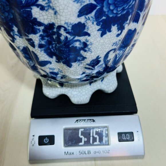 Bombay Company Vintage Blue & White Floral Crackle Pitcher Ceramic Pottery Home - Picture 11 of 16